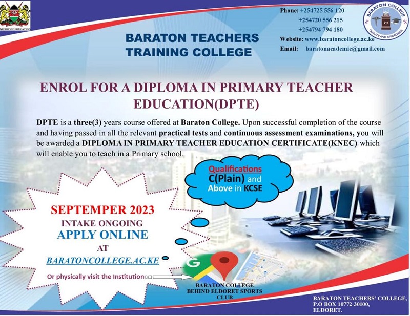 We offer Diploma in Primary Teacher Education